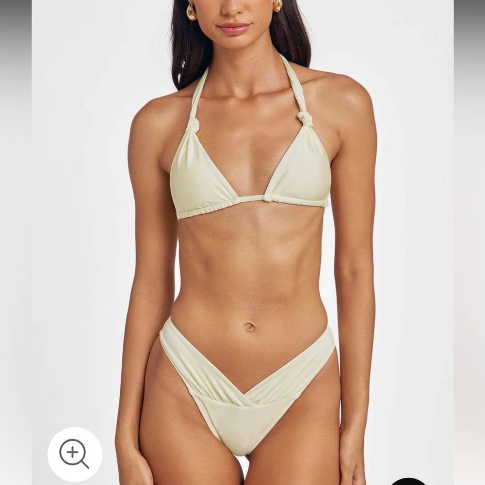 NEW Blackbough Butter Yellow Roan Knotted Triangle top bottoms Bikini Set XS